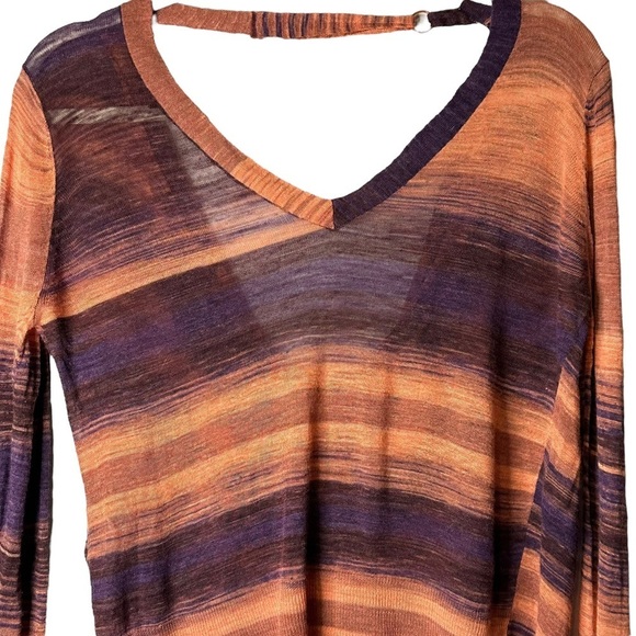 BCBGMaxAzria Reva Sweater NNI1H807 Ombré Purple Orange Size Small Viscose Linen - Picture 4 of 12